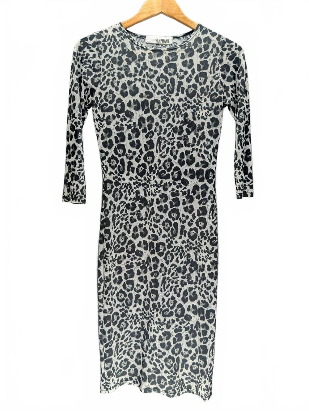 Elephant Brand Women's Leopard Print Long Sleeve Midi Dress